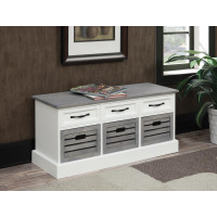 Coaster Furniture 501196 3-drawer Storage Bench White and Weathered Grey